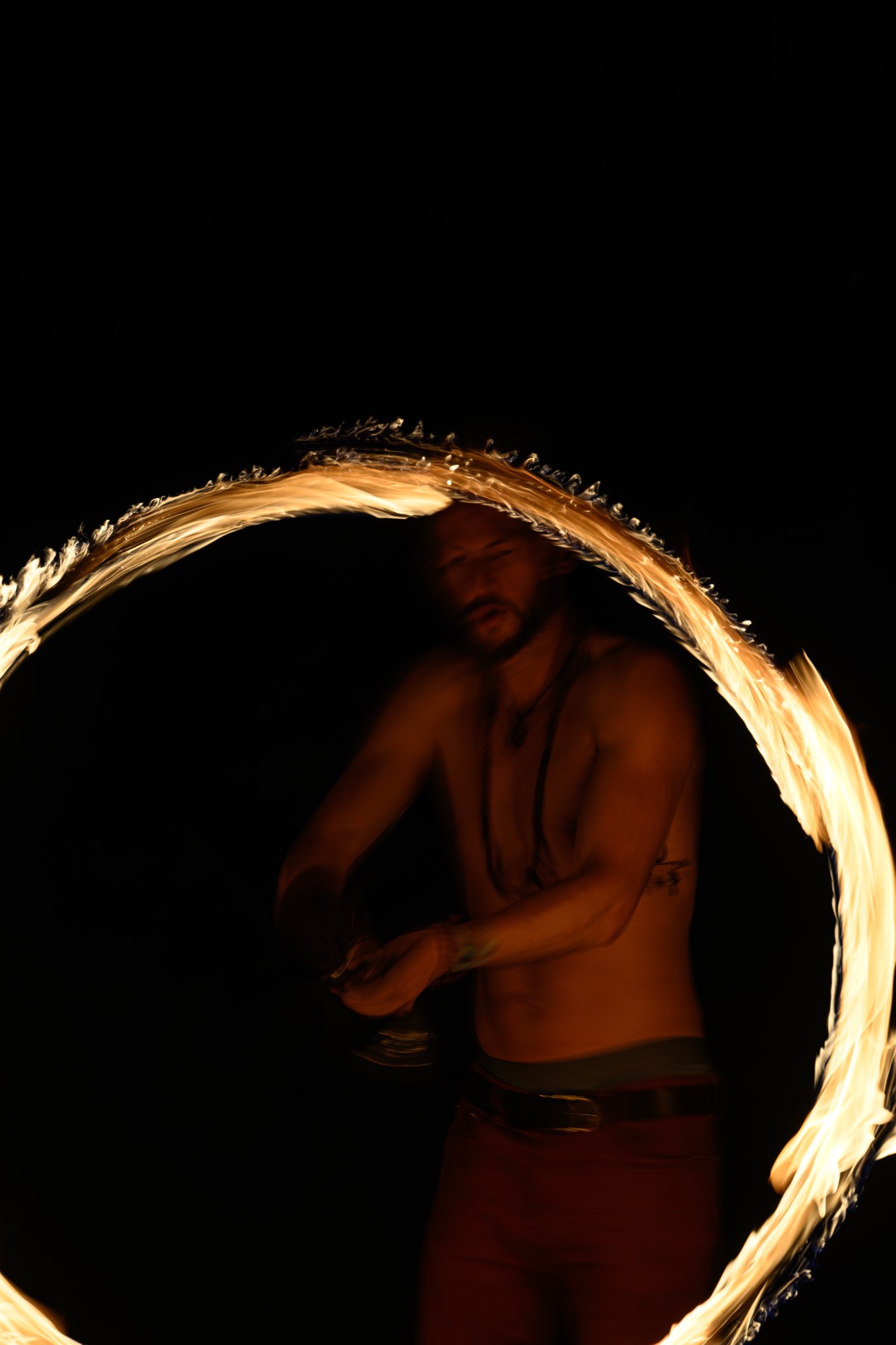 A full arc from a fire spinner.